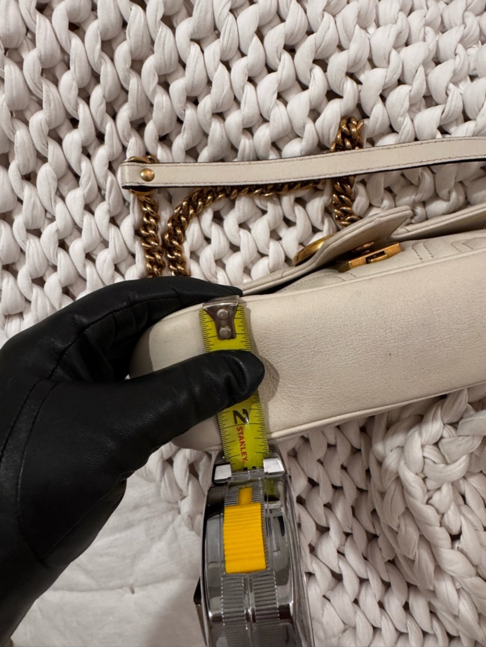 Gucci Cream GG Marmont Quilted Shoulder Bag with Gold Hardware - Picture 10 of 15